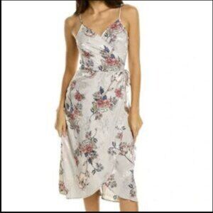 "NWT" Lovestitch Floral Silver Sleeveless Wrap Dress